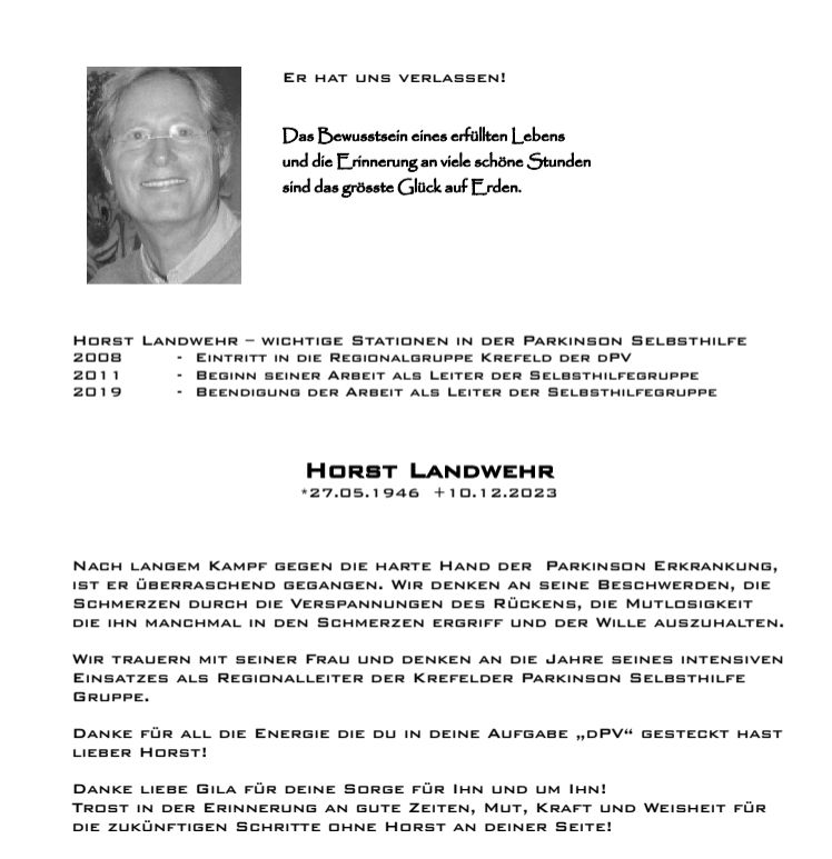 Anzeige Horst Landwehr